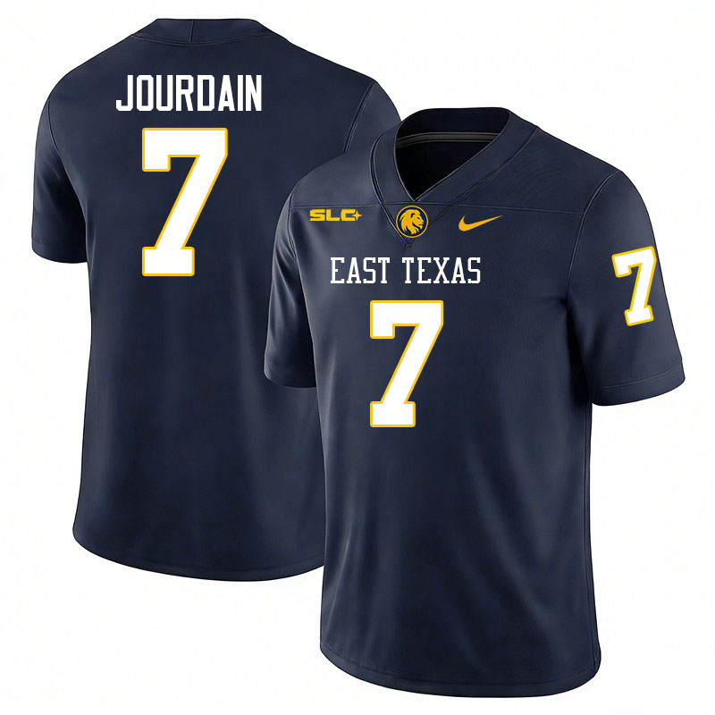 East Texas A&M Lions #7 Christian Jourdain College Football Jerseys,Uniforms-Navy